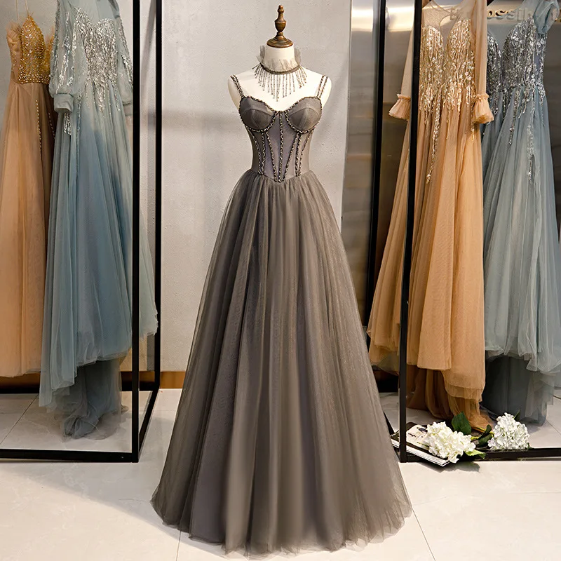 

Banquet Evening Dress Women's 2025 New Long Style Slimming Annual Meeting Dreamy Fairy Style Dress Fashion Strap Dress