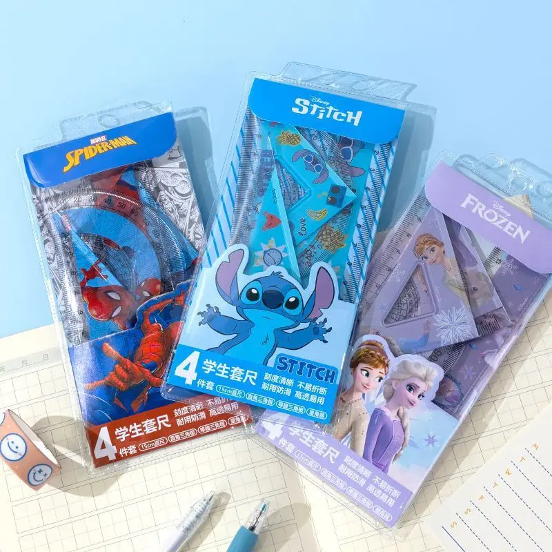 

1Set Cartoon Stitch Creative Ruler Sets Spiderman Student Study Stationery Rulers Triangle Protractor School Supplies Kid Gift