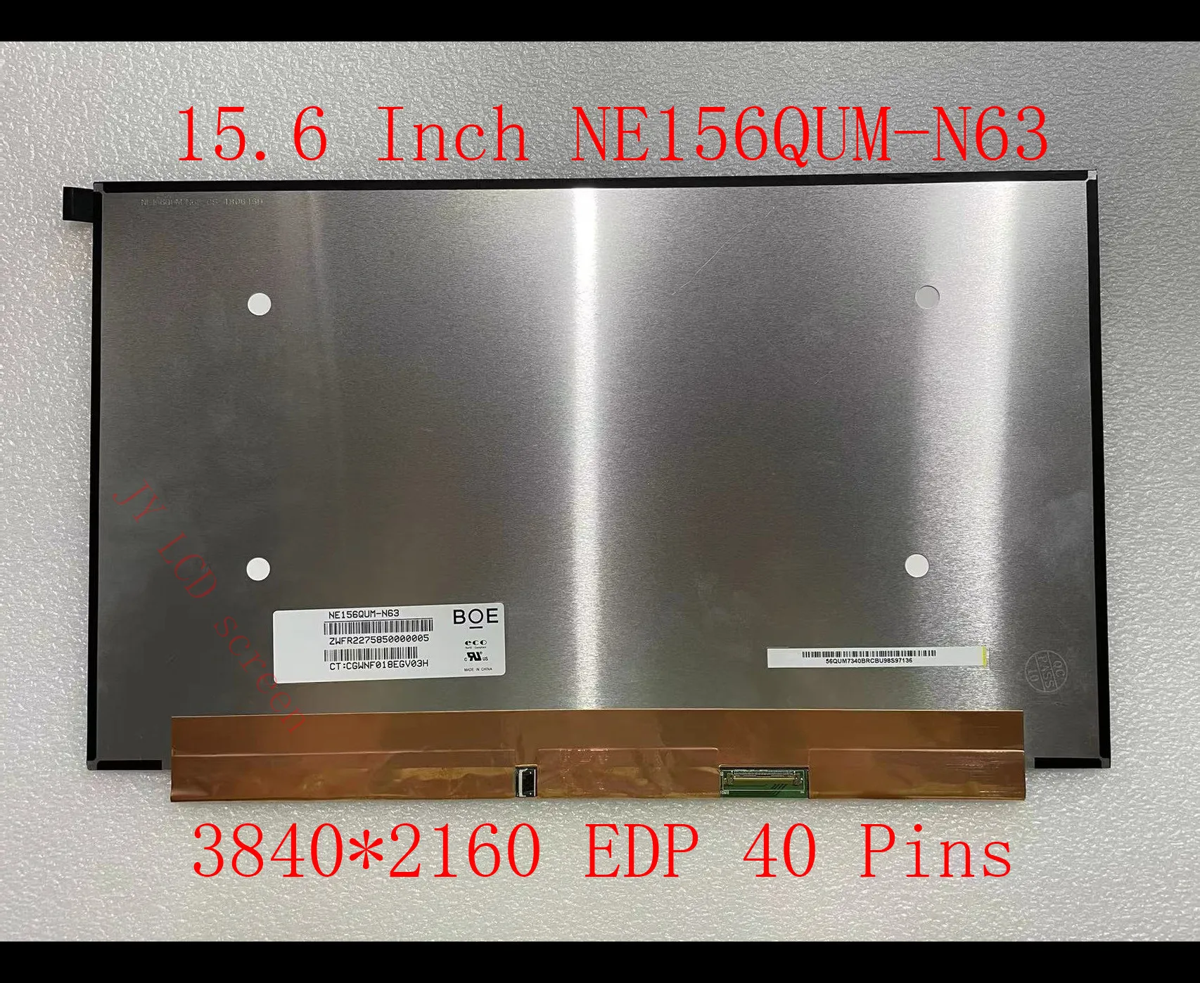15.6 Inch NE156QUM-N63 NE156QUM N63 NE156QUM-N62 Laptop LCD Screen Panel UHD 60Hz Slim EDP 40Pins 72% NTSC 340 (Typ.)(cd/m²)