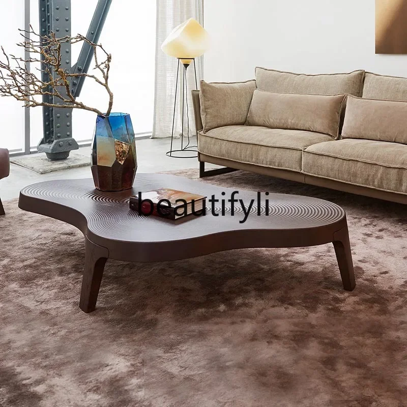 

Minimalist solid wood coffee table designer irregular homestay tea table fashionable personalized coffee table