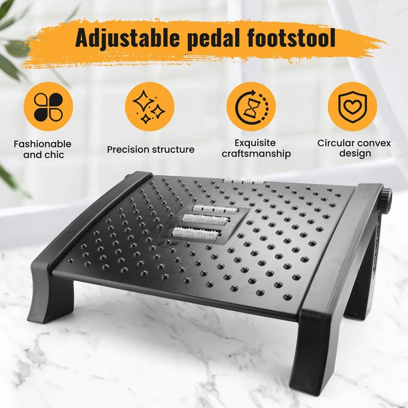 PORK-Adjustable Footrest, Desk Footrest With Massage Function, Non-Slip Foot Stools Great For Home & Office Accessories