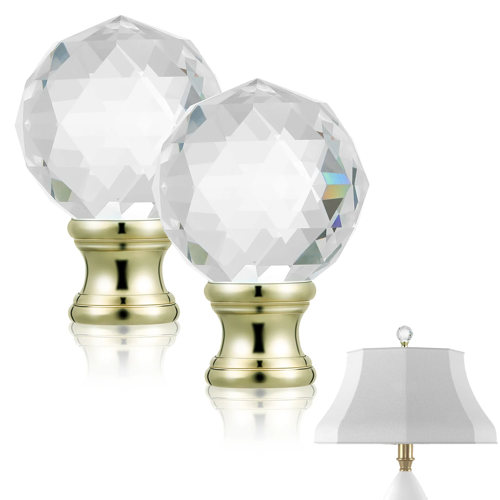 

2Pcs Versatile Crystal Lamp Finials Screw on Lamp Toppers for Table Floor Desk Lamps Decorative Accessories Finials for Lamps