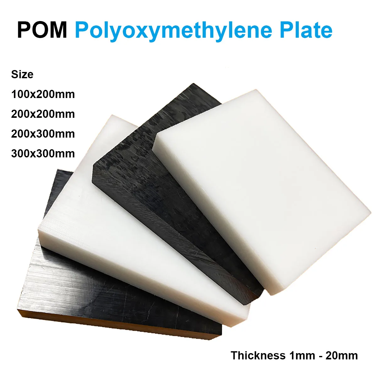 

White Black POM Sheet Board Thickness 1mm - 20mm Hard Plastic Polyoxymethylene Plate for CNC Model Board DIY Raw Material