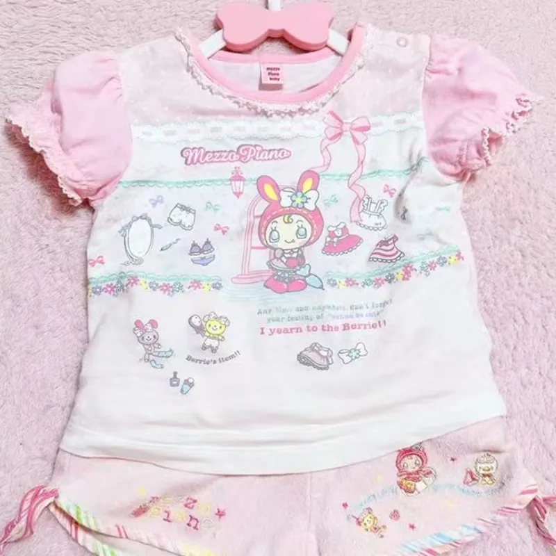 

Japanese Sweet Kawaii T-shirt Harajuku Subculture Pink Patchwork T Shirts Cute Cartoon Printed Tees Women's Y2k Aesthetic Tops