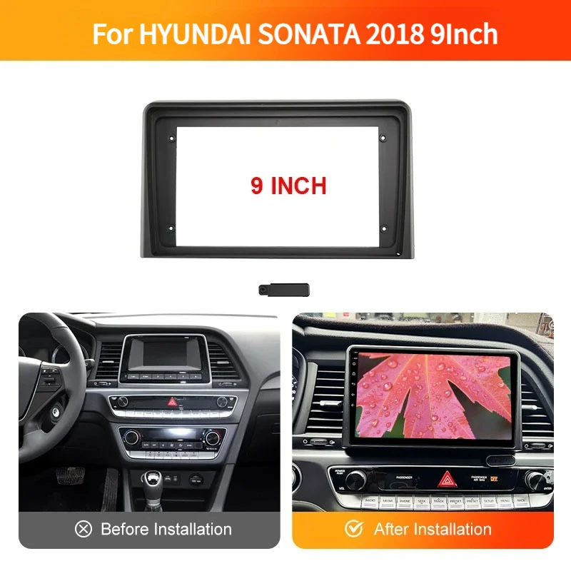 Car Radio Fascia Frame For HYUNDAI SONATA 2018 9Inch Central Control Navigation Frame GPS Stereo Dash Panel Frame Kit