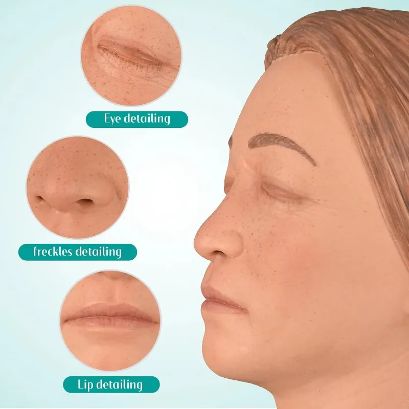 Asian Mannequin Head Facial Injection Manikin Silicone Mannequin Head Injection Simulator Female Face Model for Training Use