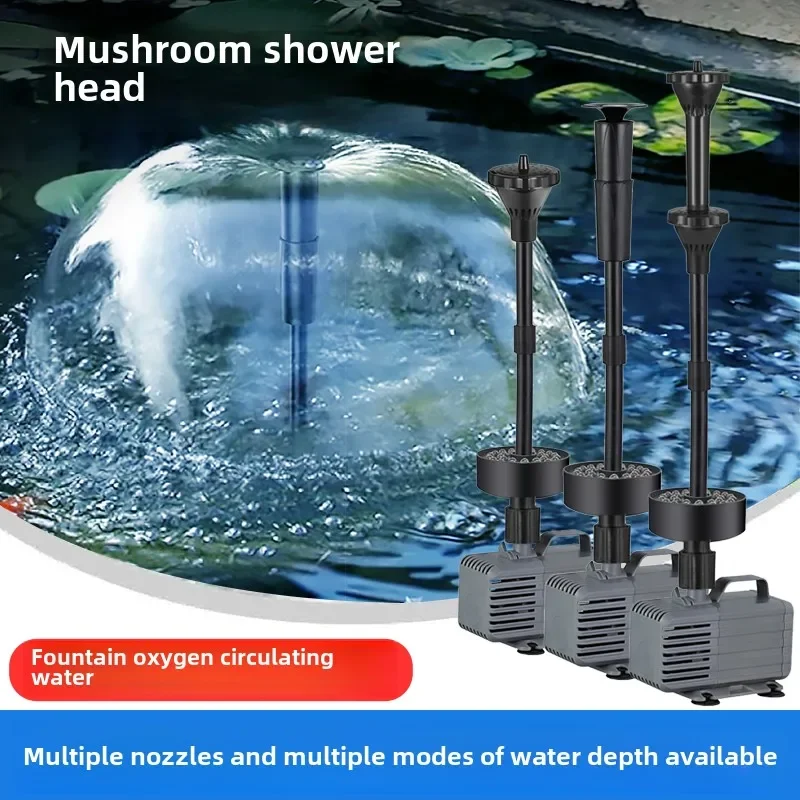 정원 바위 풍경 물고기 연못 분수 펌프, 잉어 풀 버섯 분수 분출 용수철, 옥 기둥 삼나무 분수