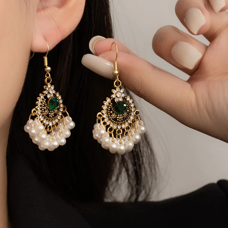 

Ethnic style Su ear hook Bohemian flower earrings for women, light luxury temperament earrings