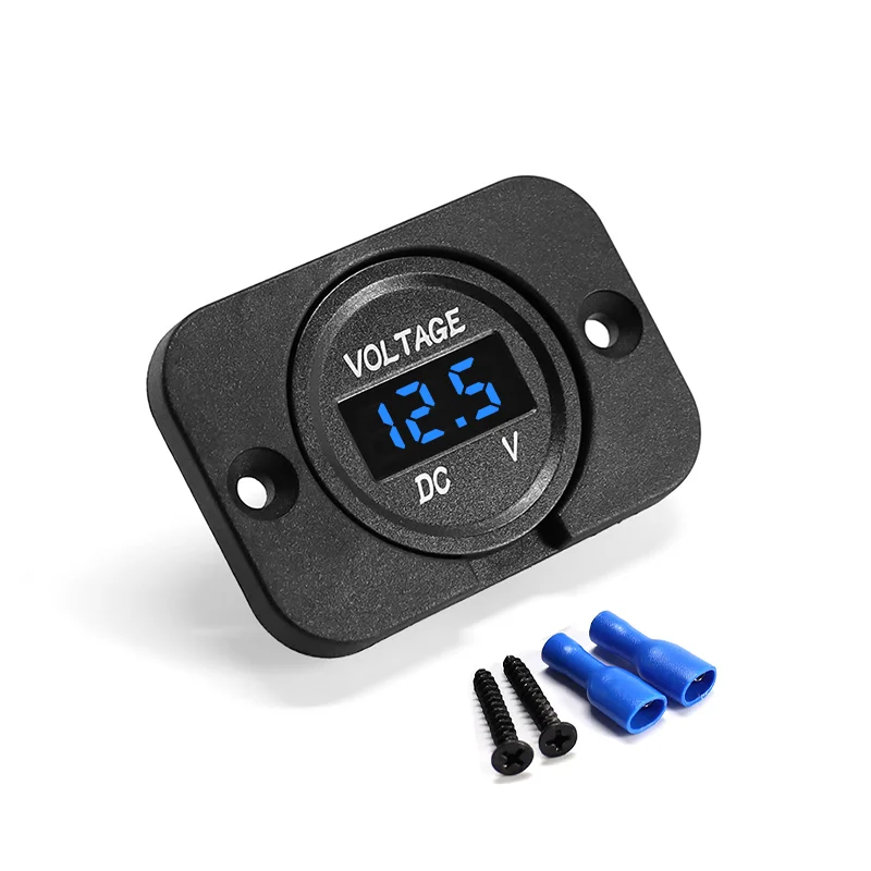 Digitales Spannungsmessgerät DC 12-24V Wasserdichtes Rundes Messgerät Auto-Voltmeter mit LED-Digitalanzeige für Auto Motorrad Boot Wohnmobil – Detail 1