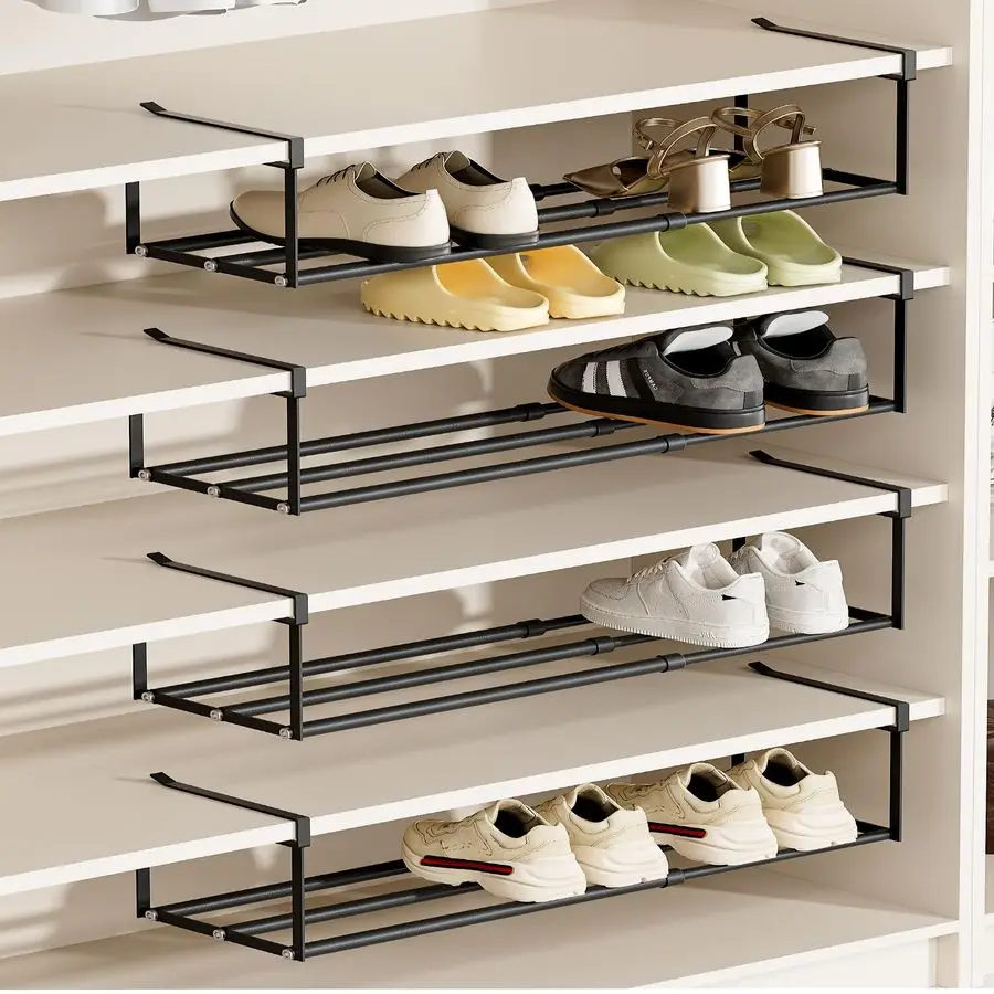 

Hanging Shoe Rack Organizer for Closet, Adjustable Shoe Rack Under Cabinet Shelf, Versatile Under Shelf Storage for Kitchen, Boo