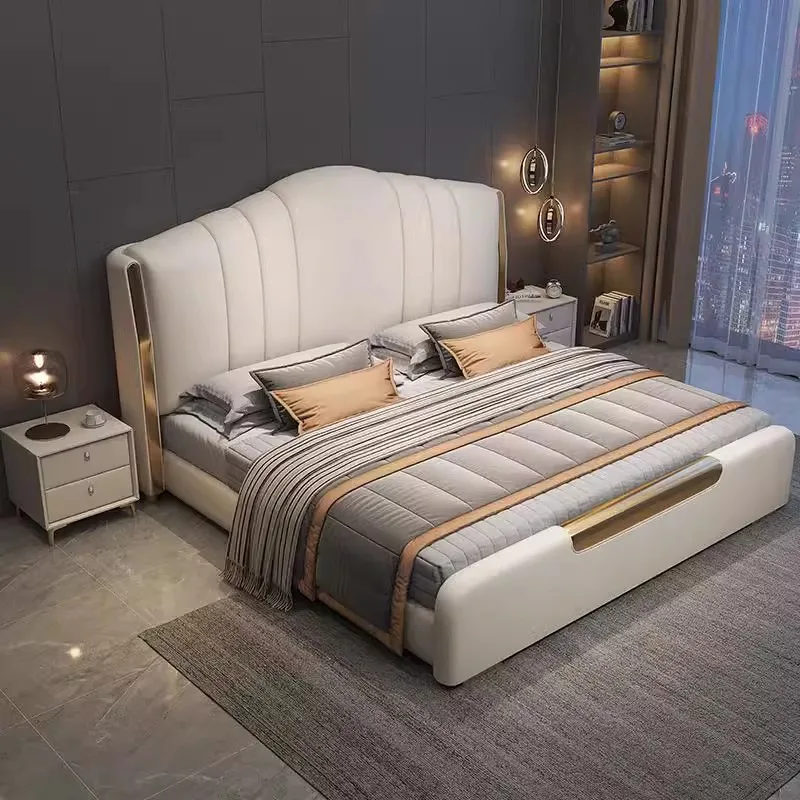 Modern Luxury Bedroom Furniture Soft Up-holstered Beds Super king Bed Double Bed Frame Set with Mattress Latest  Designs 2025