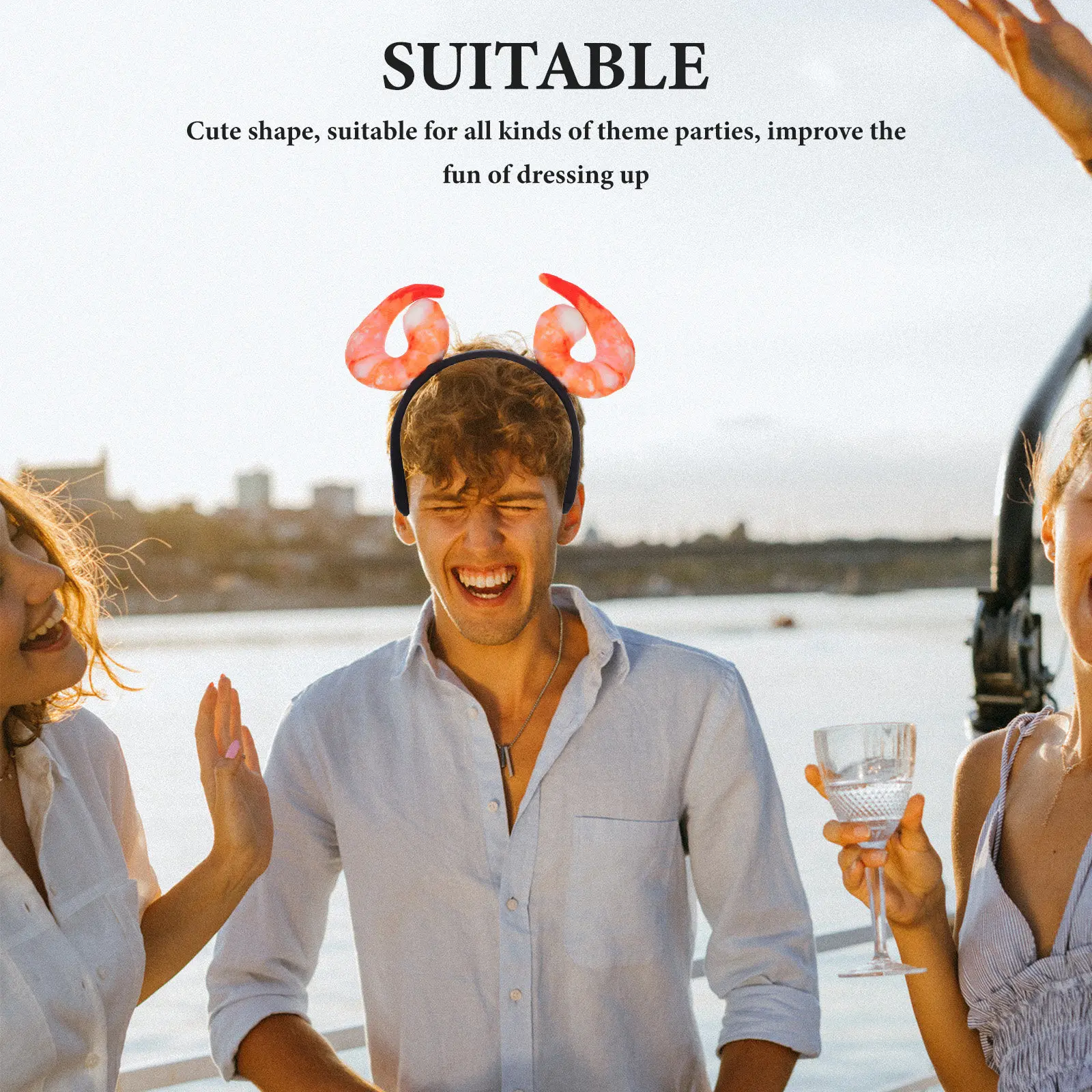 

Реалистичная повязка на голову в виде креветки, милый ободок для волос в морском стиле для костюмированных вечеринок, декор для фестивалей еды, необычные аксессуары для волос