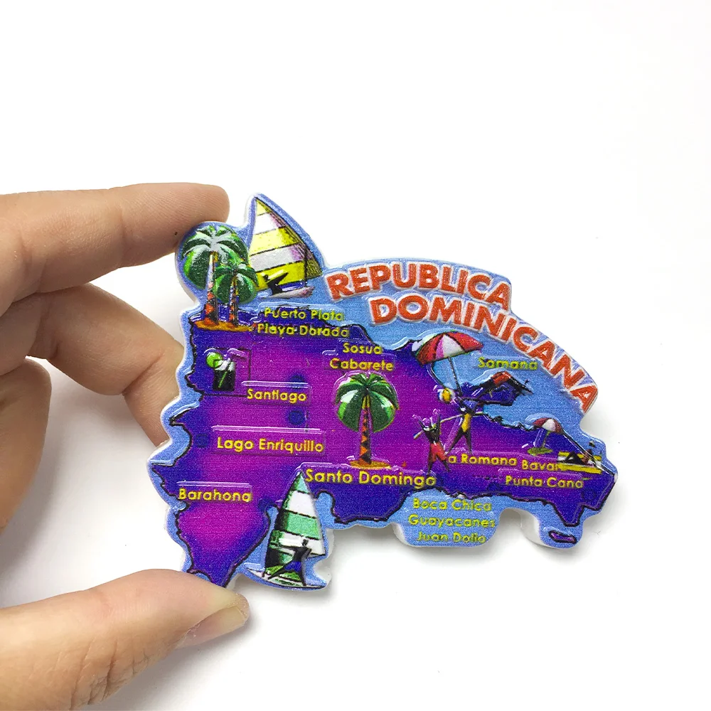 

Dominican Republic 3D Resin Fridge Magnet: 100% Strong, Colorful Country Map Magnet Decor for Kitchen/Fridge