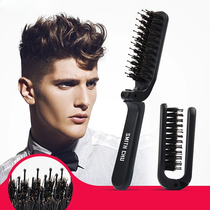 1PCS Soft Boar Bristle Beard Brush Hairdressing Hair Styling Comb For Beard Men's Shaving Brush Fold Beard And Mustache Brush