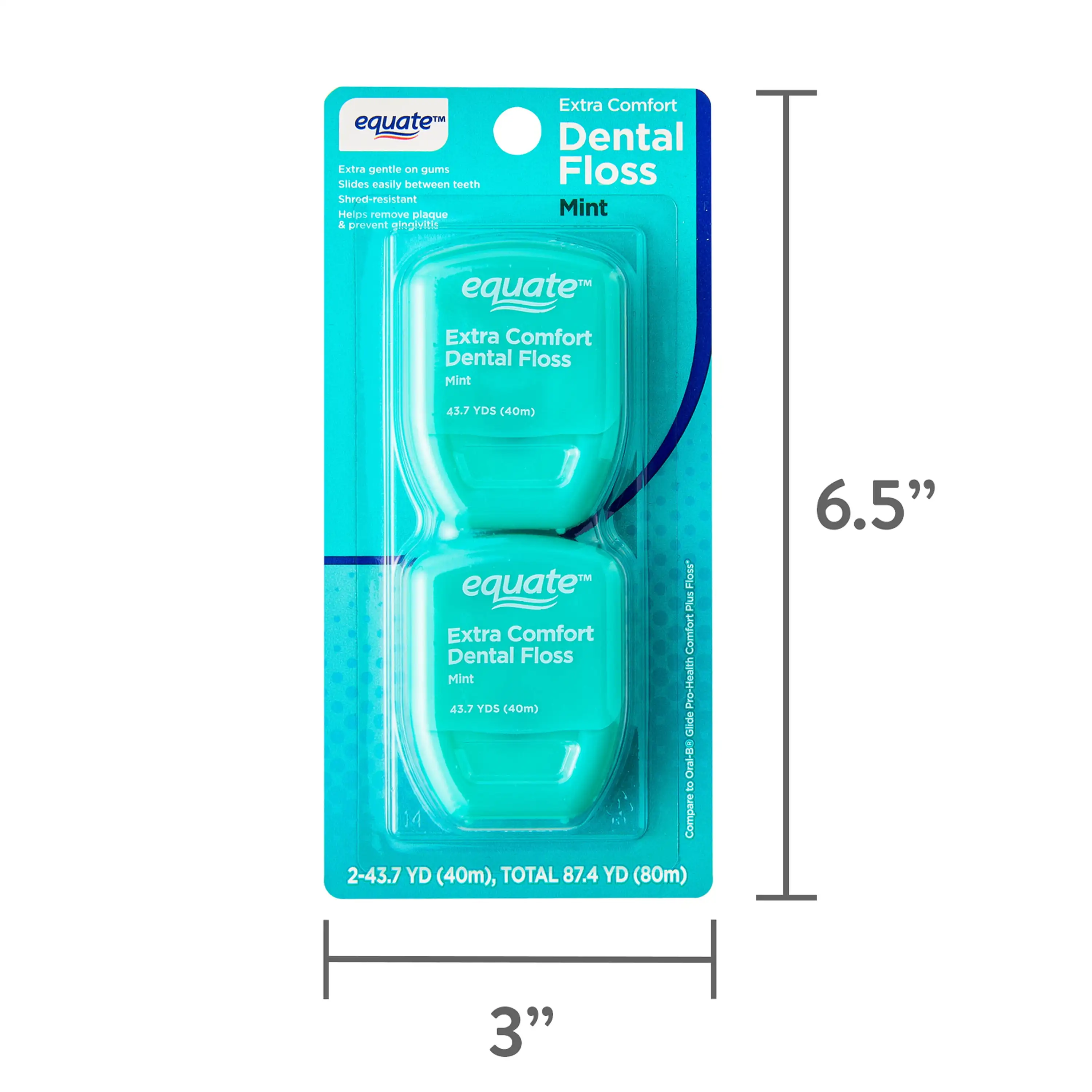 3-Pack Extra Comfort Dental Floss Mint 43.7 Yds (2 Count), Gentle Gum Care Floss for Sensitive Teeth, Smooth Glide