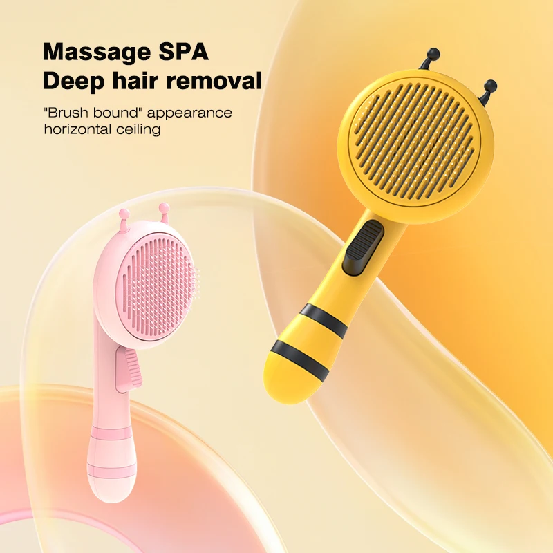 

Cat and Dog Hair Removal Brush Pet Comb Self Cleaning Grooming Tools Massage Needle Cat Comb Bee Shape Pets Products Accessories