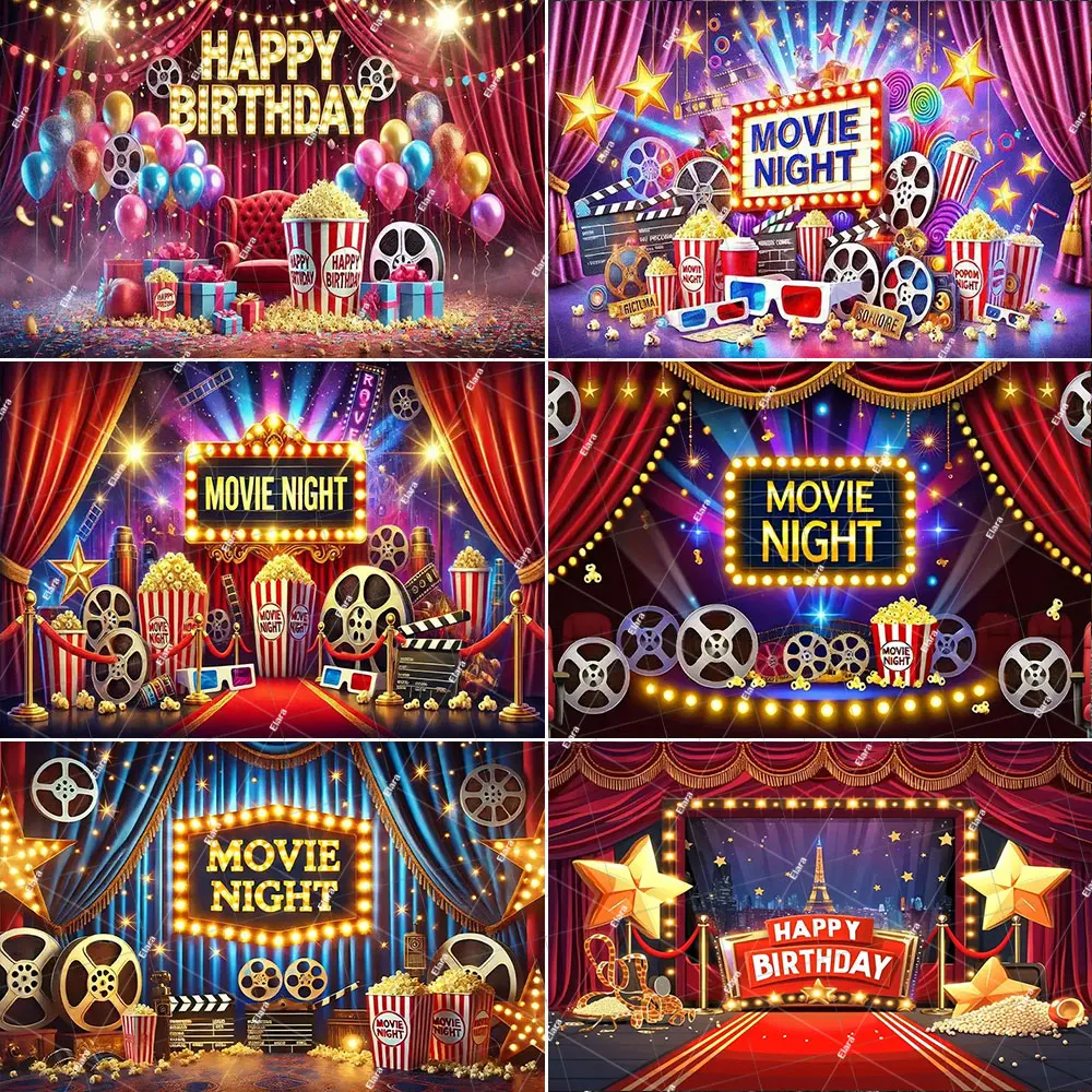 

Movie Night Star Red Carpet Photography Backdrop Hollywood Red Carpet Film Event Background Adult Birthday Party Decor Banner