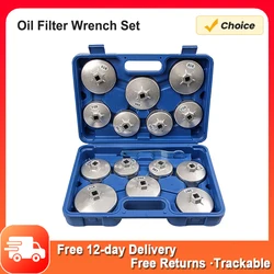 15pcs Cap Oil Filter Wrench Socket Set Car Hand Remover Tool Kit 1/2