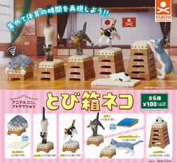 Stasto stand stone capsule toys Animal Attraction Jumping Box Cat new colors cute Sabatara tabby Siames calico cat figures