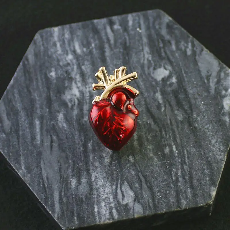 Enamel Heart Brooches For Women Unisex Human Body Organ Pins Office Party Friend Gifts Jewelry Accessories