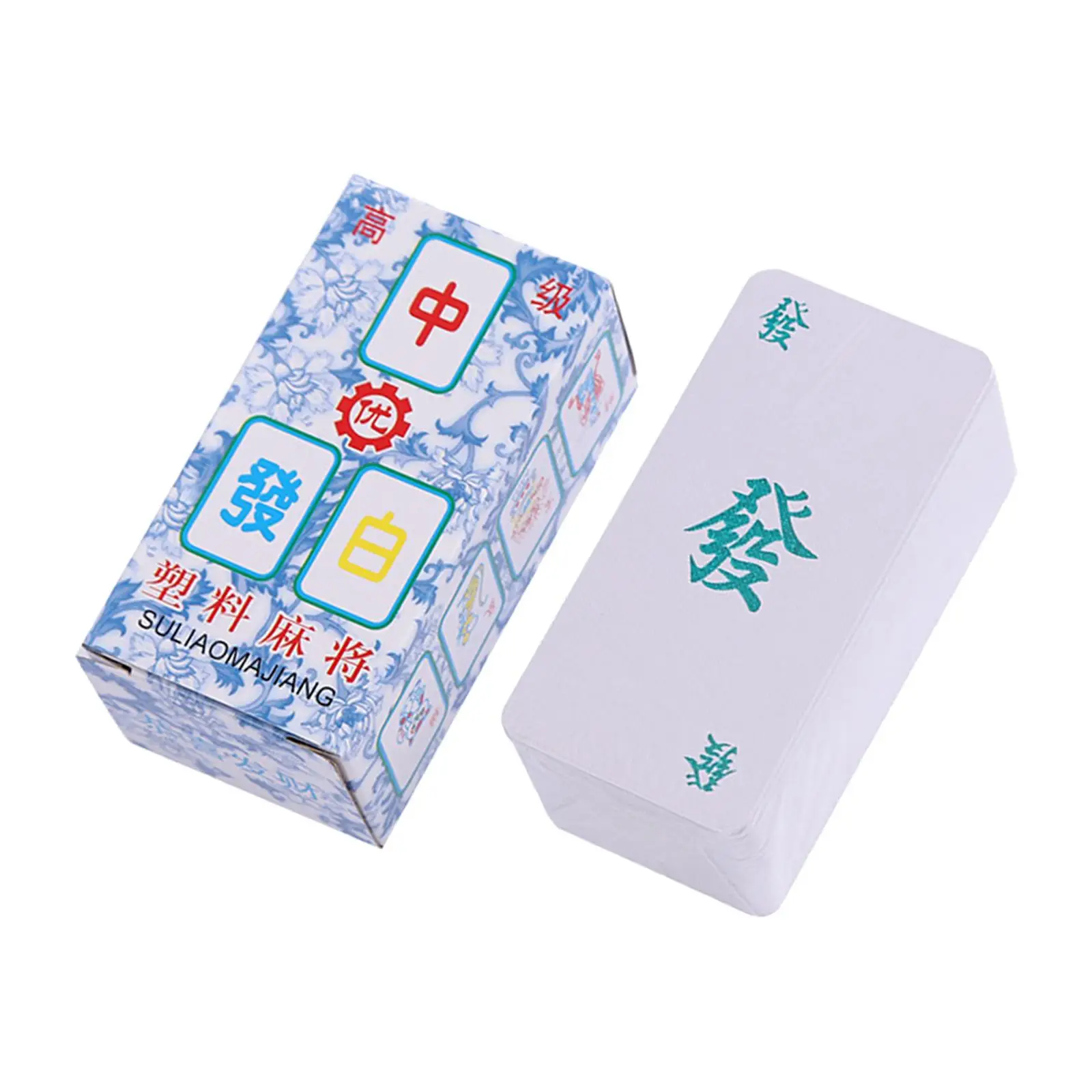 Travel Mini Mahjong Blue and White Porcelain Mahjong Compact Chinese - view 3