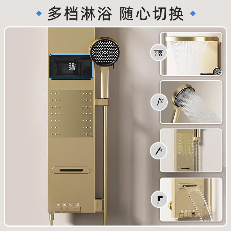 

Space-Gray Smart Digital Display Back-Mounted Shower Screen with Temperature Control - Home Bathroom Shower Set