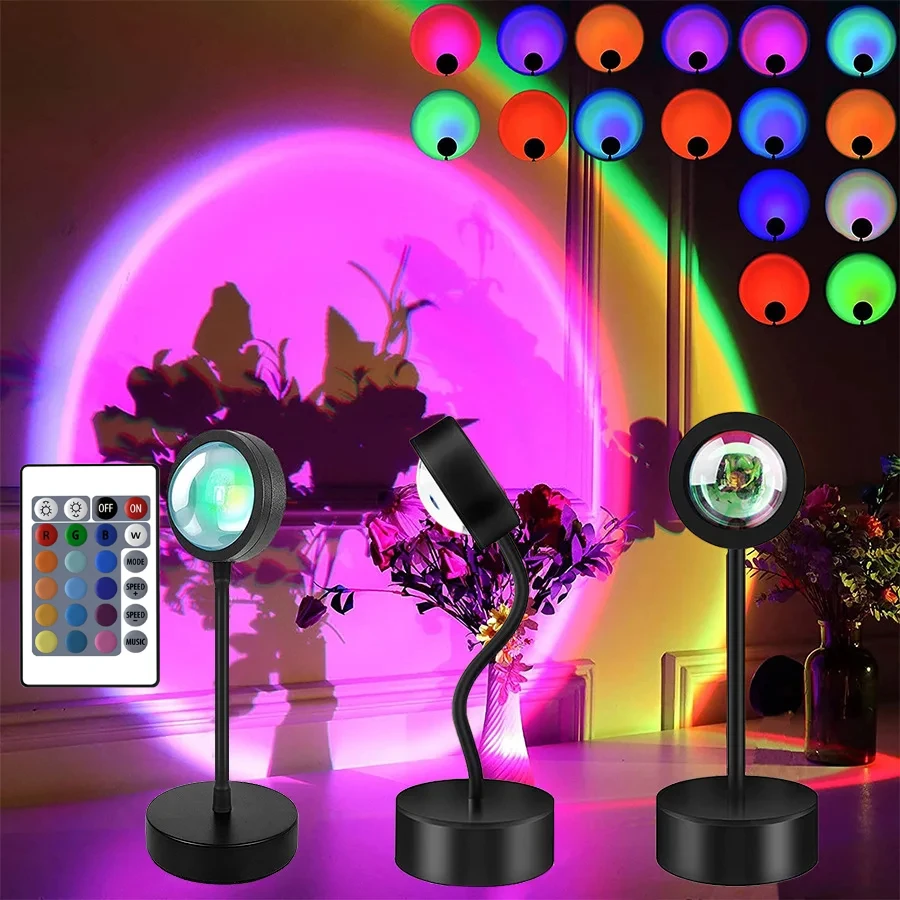 Sunset Lamp Night Light Multi Colors Sunset Projector Smart Life Remote Mood Party Led Lights Room Decoration Photography Gift