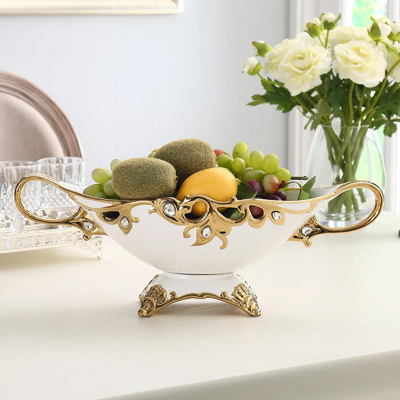 

European Fruit Plate Household Living Room and Tea Table Decoration Ceramic Modern High-End Fruit Plate