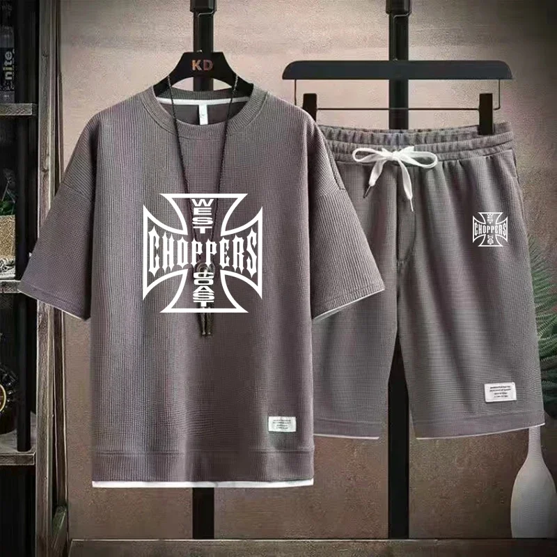 Men\'s designer clothing Breathable casual T-shirt + shorts two-piece summer loose sportswear Fitness jogging wear short-sleeved