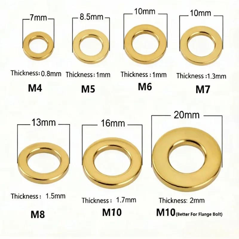 5/10PCS Titanium Alloy Washer M4 M5 M6 M7 M8 M10 Flat Washer Suitable for Bicycle/Motorcycle/Car Riding Modification Accessories