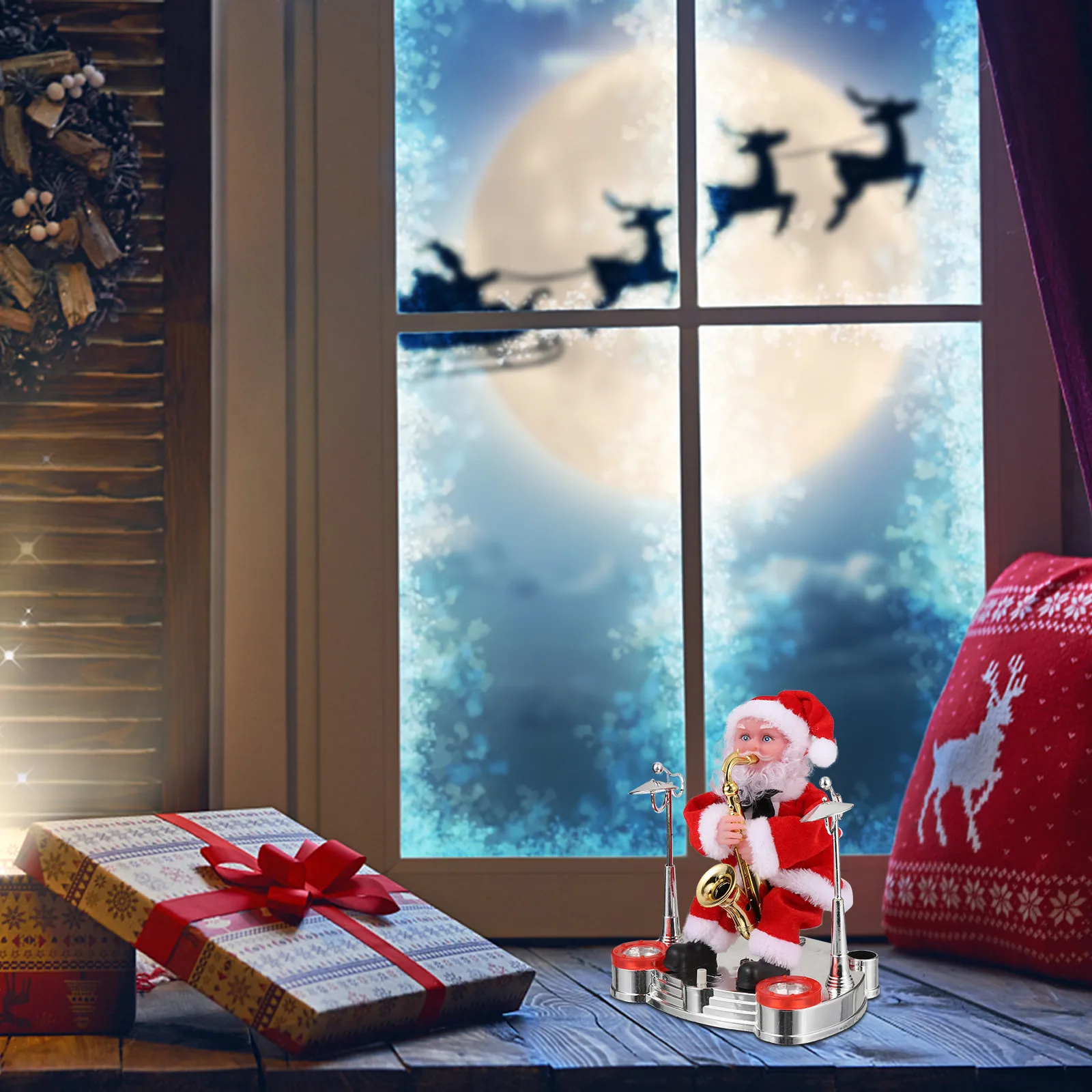 

Electric Santa Claus Adornment Unique Christmas Gift Lively Design Safe for Kids No Battery Santa Claus Electric