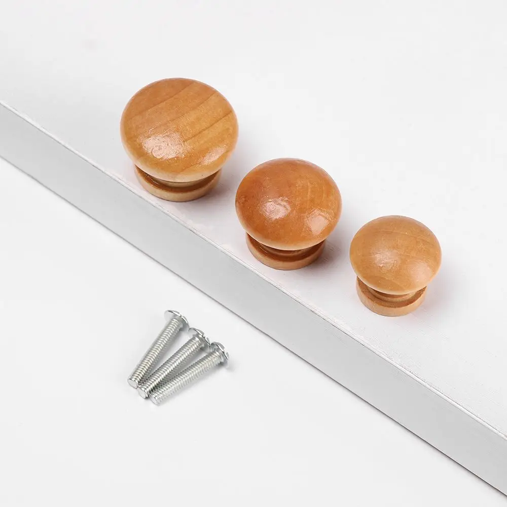 10pcs Kitchen Hardware Cabinet Round Shape Dresser Furniture Fitting Door Handle Cabinet Pulls Natural Wooden Drawer Knob