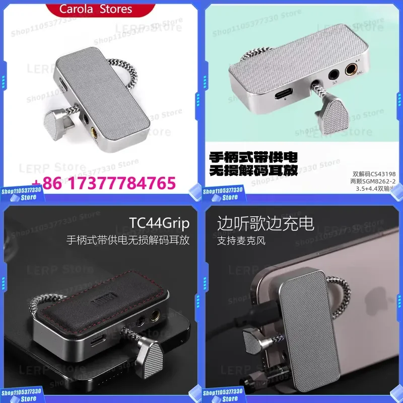 TC44Grip Magnetic Grip Portable HiFi DAC Headphone Amp, PD 60W Lossless Decoding Dongle with 3.5mm+4.4mm Jack, Dual CS43198
