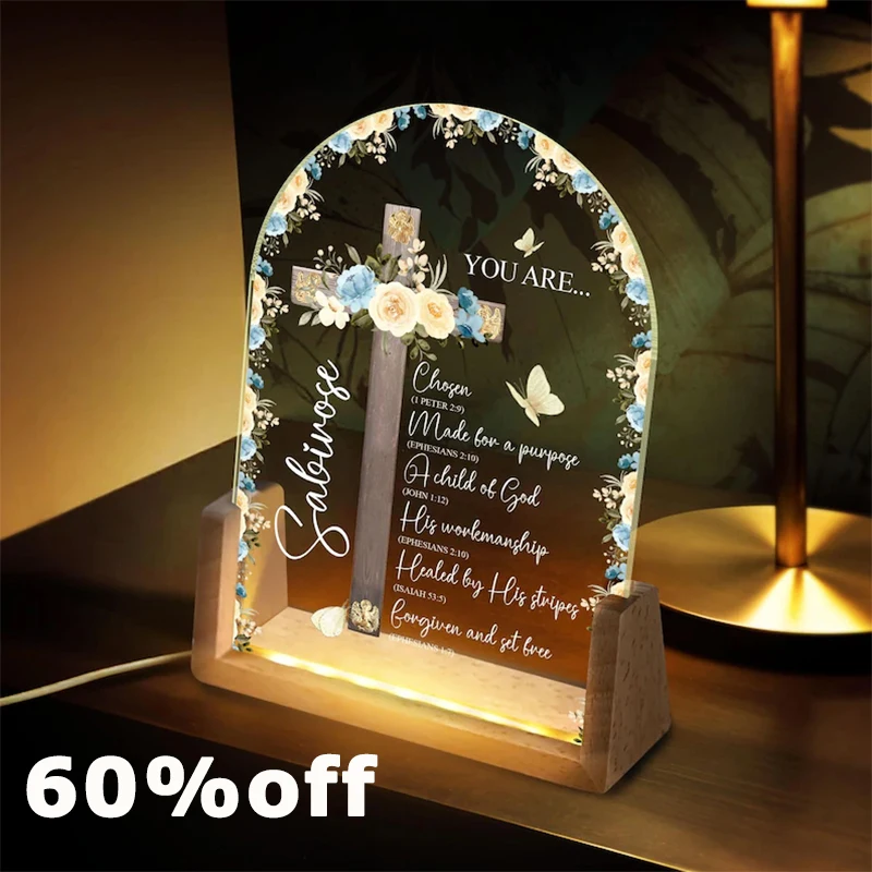 

Custom Laser Cut Bible Verse LED Mood Light Personalized Desk Lamp Christian Decor for Room Decoration Christmas New Home Gift