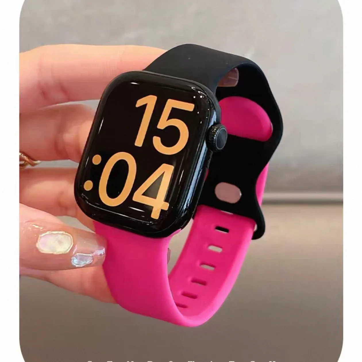Advanced Double Color Silicone Strap For Apple Watch band women Series 10/9/8/7/6/5/4/3 38mm 40mm 41mm 42mm 44mm 45mm 46mm 49mm