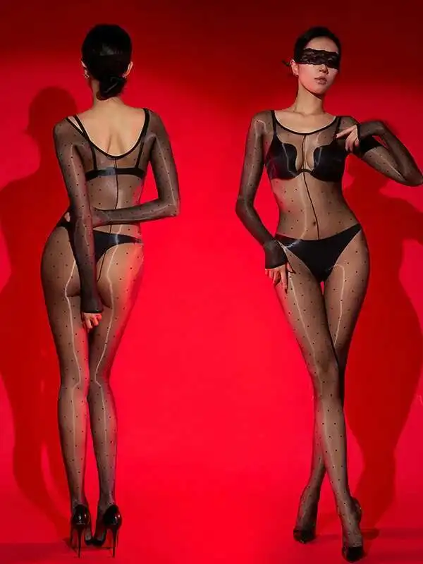 오로라 SM 점프 슈트 섹시한 오픈 가랑이 블랙 실크 초박형 투명 반짝 이는 로맨틱 여성 바디 슈트 패션 여성 탑 ZUQ8