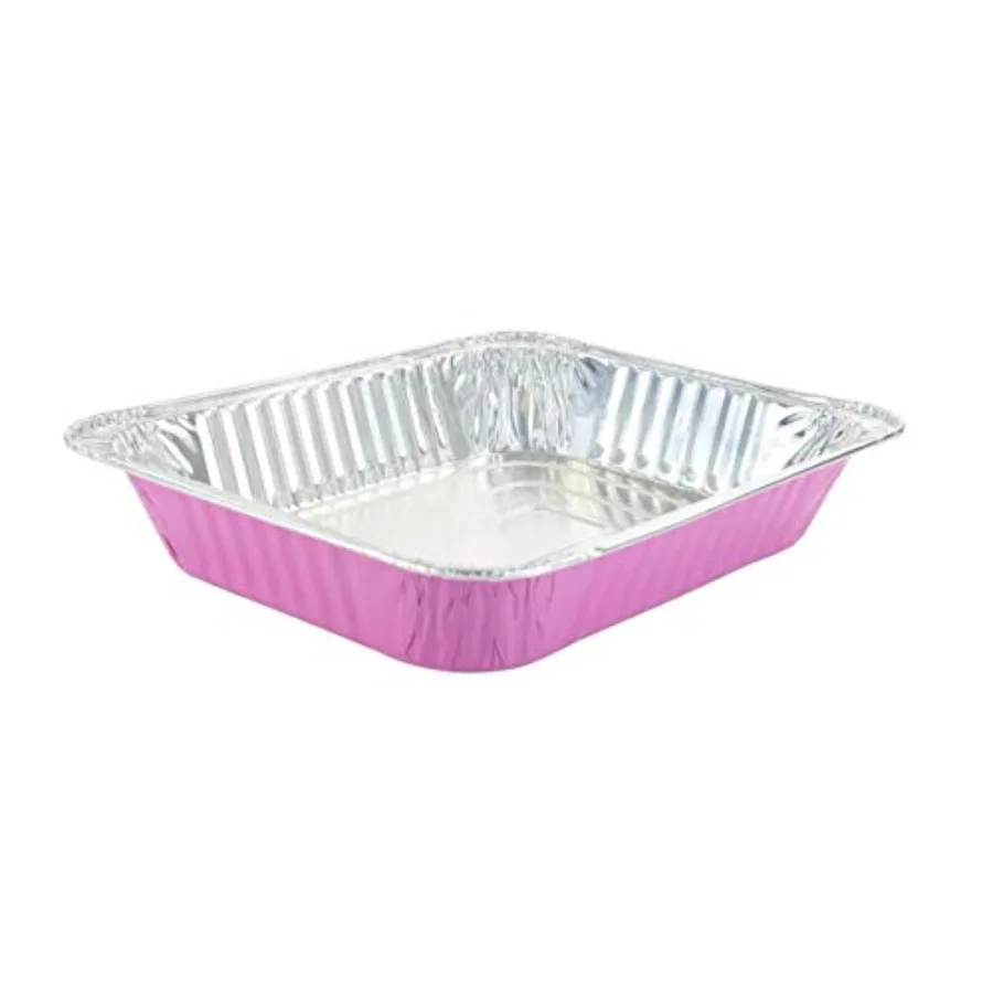 

Одноразовые цветные алюминиевые формы для запекания половинного размера - прямоугольные противни для отелей и ресторанов, сверхпрочные.