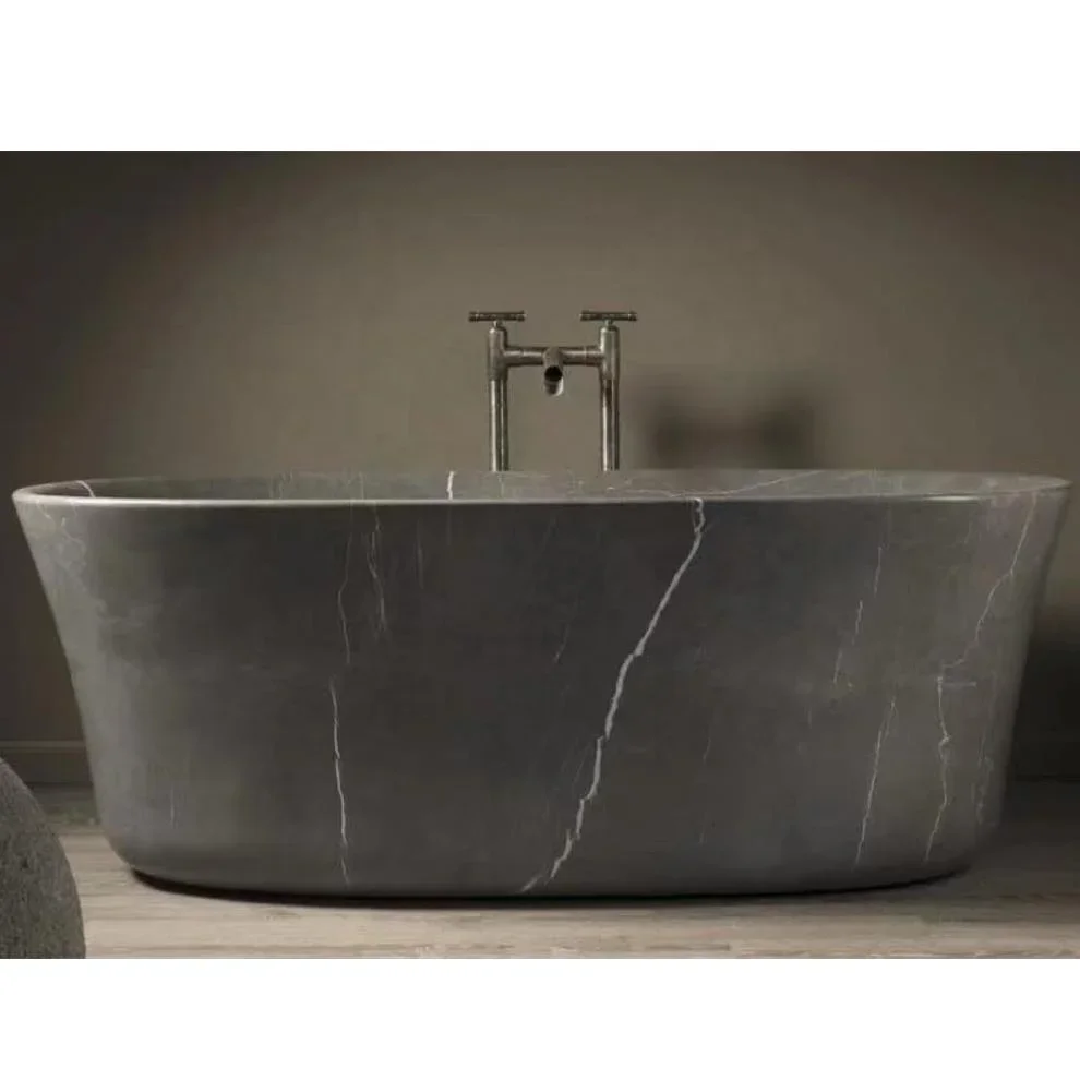 Bathroom Bathtub,hand Carved Black Natural Marble Stone Bowl Bathtub For Sale