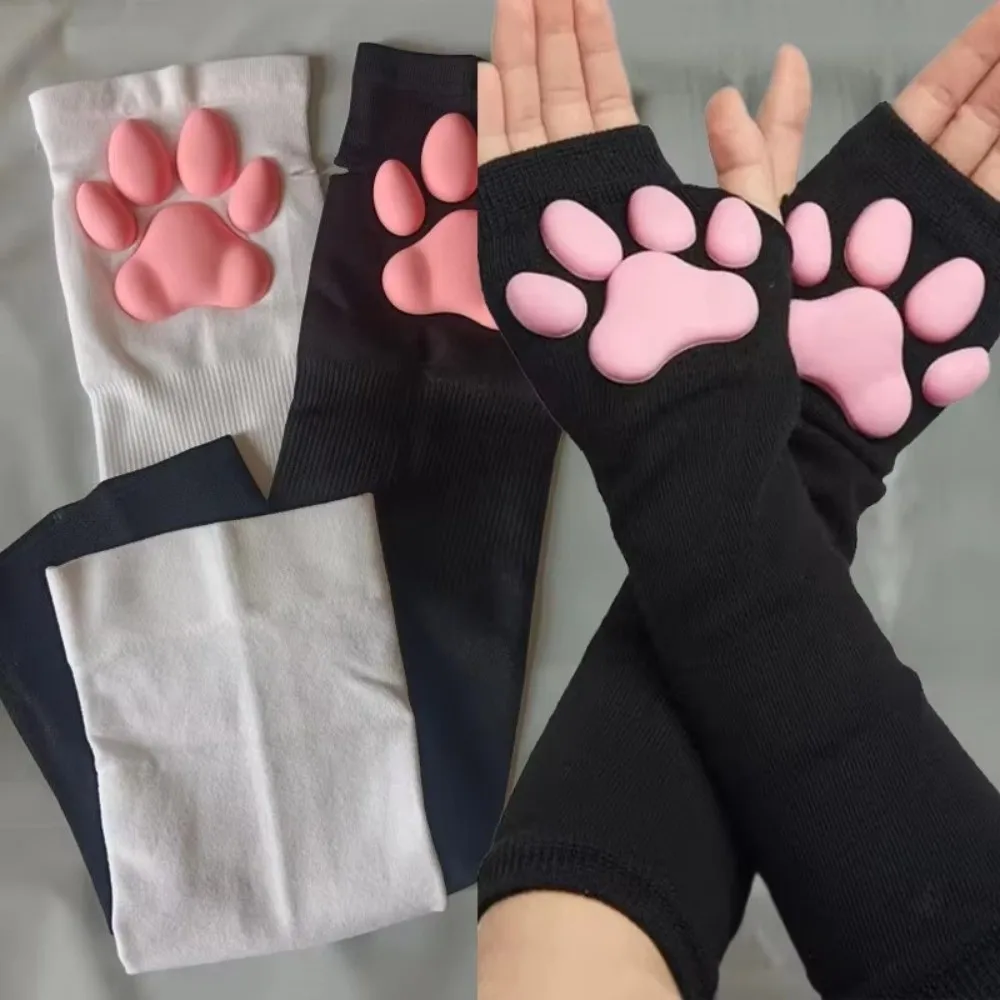 

Ice Silk 3D Cat Claw Sunscreen Sleeves Quick-drying UV Protection Cooling Sleeves Cover Sweat-absorbent Silicone Pads Arm Sleeve
