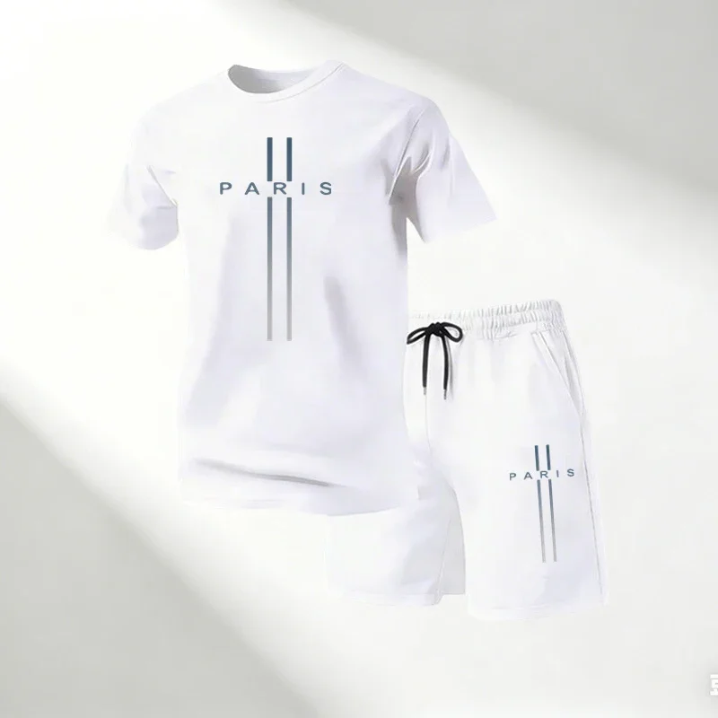 New Men Summer Sport Short Sleeved Shirts Shorts Set Round Neck 2 Piece Training&Exercise Sets Weightlifting Fitness Outfit 2026