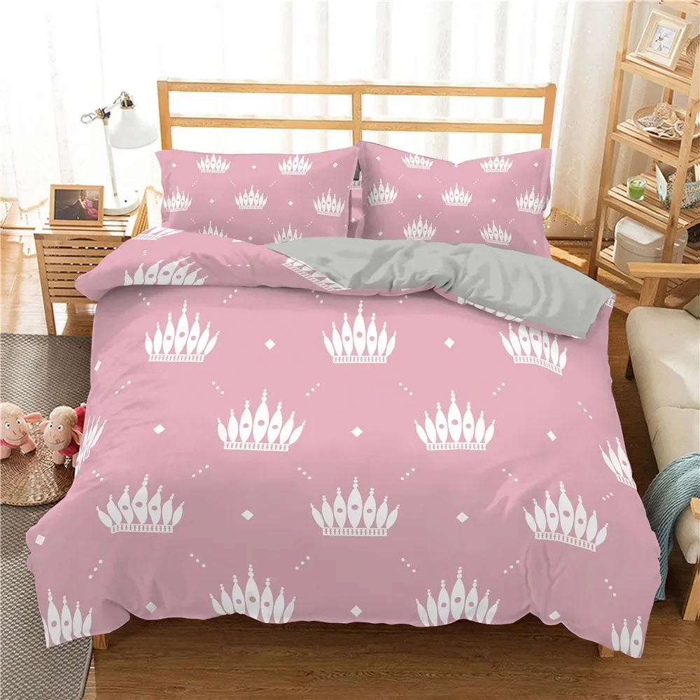 Imagem -04 - Adorável Rosa Conjunto de Cama Capa Edredon 140x200 para o Quarto da Menina Colcha Fronha Capa Edredão Único Tamanho Duplo sem Folha