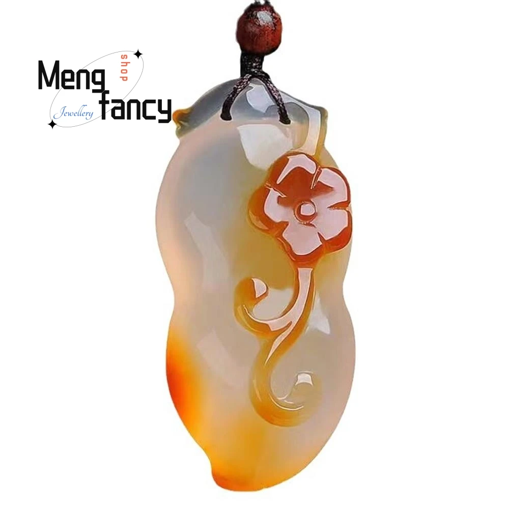 Natural New Coquettishly Carved Sugar Colour Chalcedony Peanut Pendant Exquisite Elegant Simple High-grade Fashion Fine Jewelry