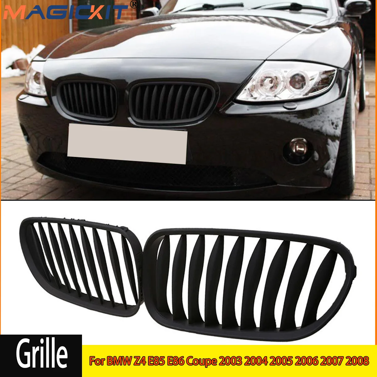 Matte Black Front Kidney Hood Performance Grilles Grill For BMW Z4 E85 E86 Coupe 2003 2004 2005 2006 2007 2008 Accessories