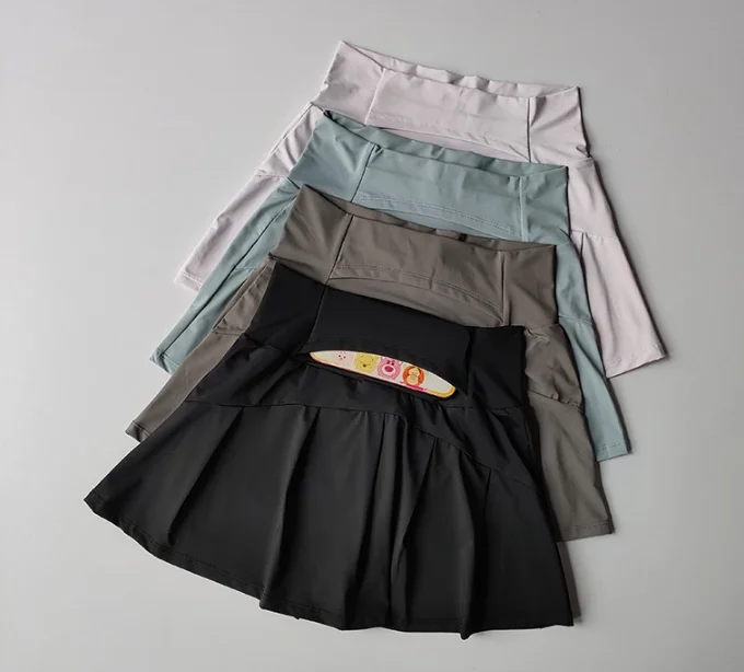 

High Waisted Sports Short Skirt, Summer New Cool and Anti Glare Lined Shorts Women's Fitness Yoga Quick Drying A-line Skirt