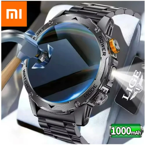 Reloj inteligente Xiaomi para hombre, batería de 1000mAh, linterna LED para exteriores, resistente al agua, ritmo cardíaco, deporte, llamada BT, reloj inteligente AMOLED