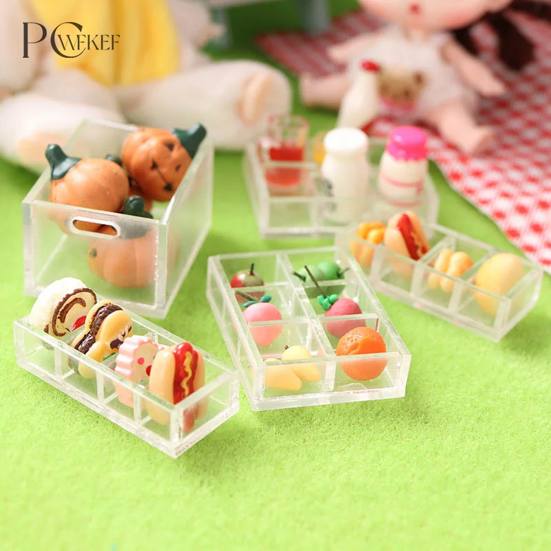 1:12 DollHouse Mini 4/6 Grid Storage Box Cosmetic Box Lattice Model Decor Toy