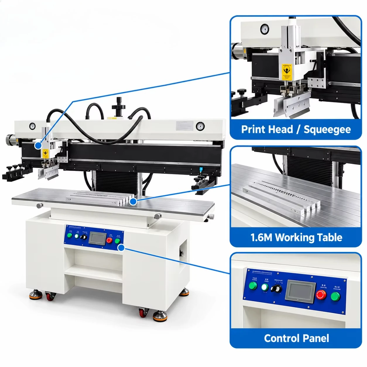1.6m SMT Stencil Solder Paste Printing Machine Semi Automatic PCB Printer for Electronics Production Line