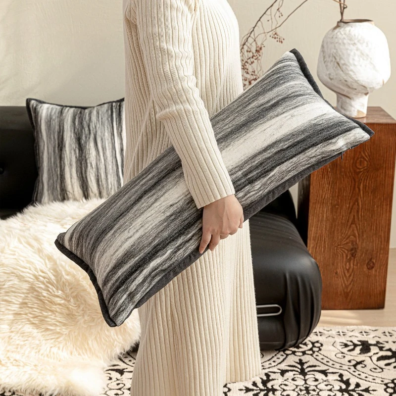 

Modern Black and White Sketch Abstract Striped Cushion Cover Vintage Luxury Woolen Blended Pillowcase Versatile Home Decor