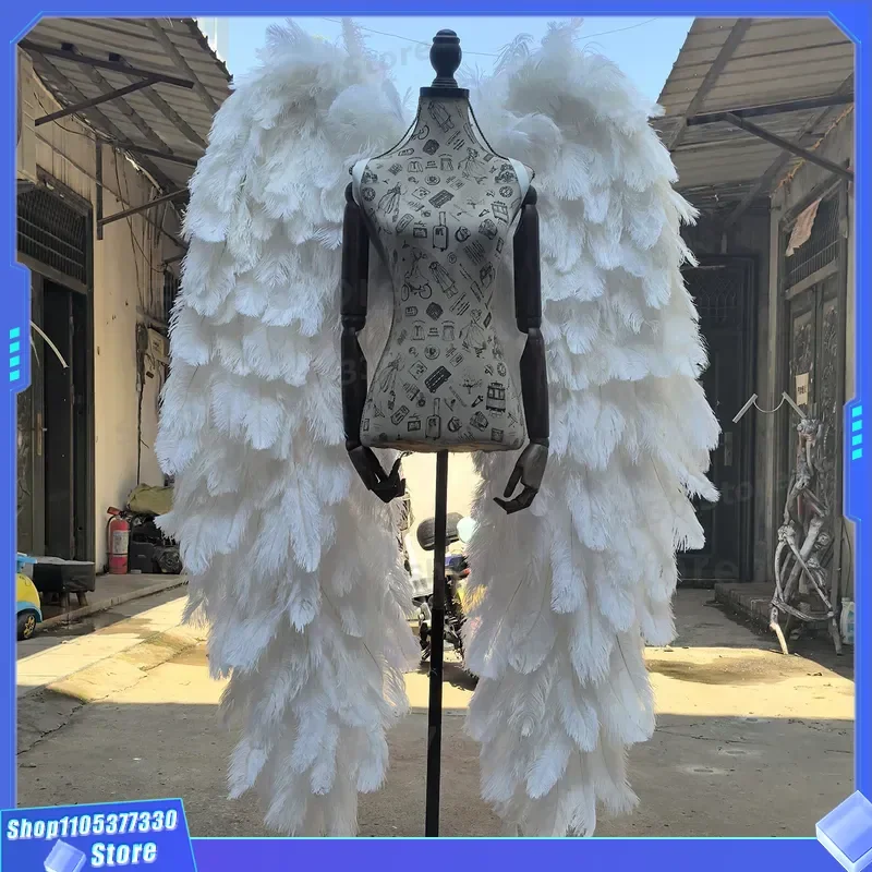 White Angel Feather Wings for Kids Adults Performance Prop Flower Girl Catwalk Costume Accessory Wholesale Direct Supply