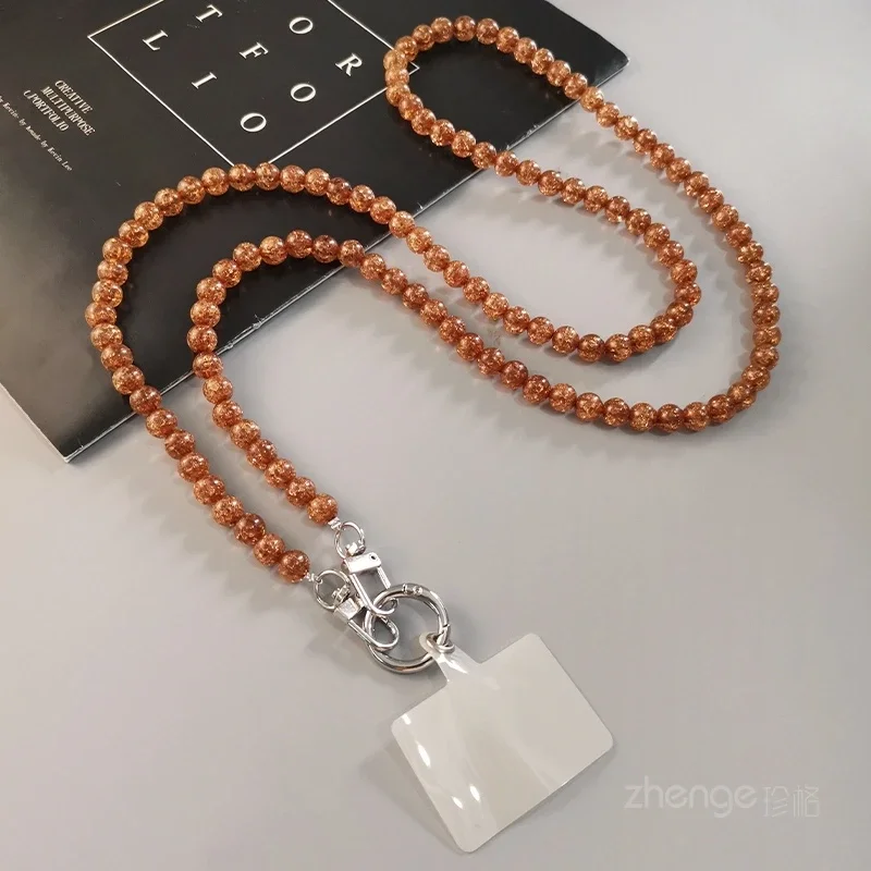 Long Crossbody Lanyard Mobile Phone Lanyard Cracked Bead Chain Clip Style Phone Case Universal Women\'s Hanging Strap Lanyard Key